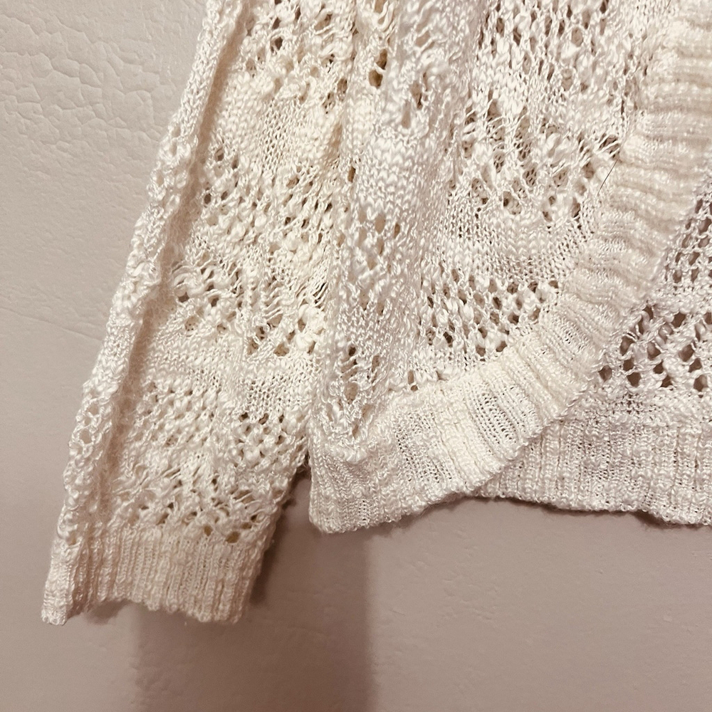 Cloud Chaser Boho Chic Loose Knit Cardigan Shawl Cover Up Crochet Open Knit L - Picture 2 of 12